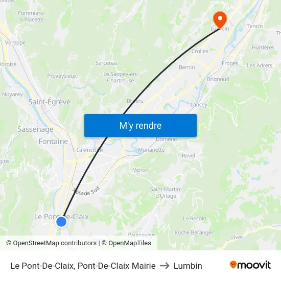 Le Pont-De-Claix, Pont-De-Claix Mairie to Lumbin map