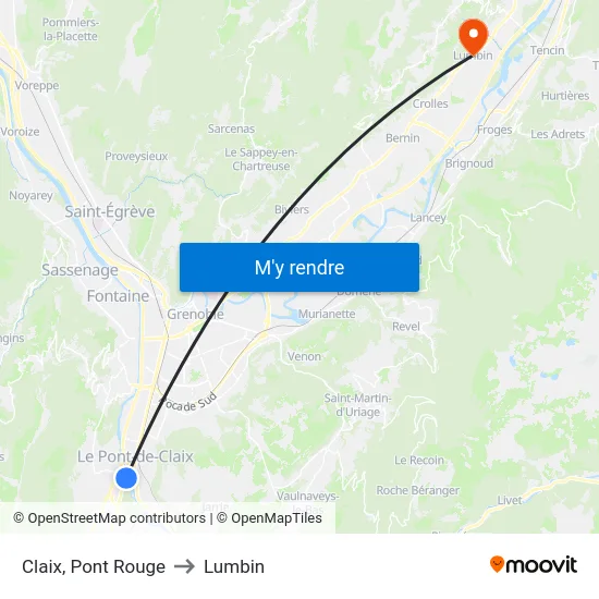 Claix, Pont Rouge to Lumbin map