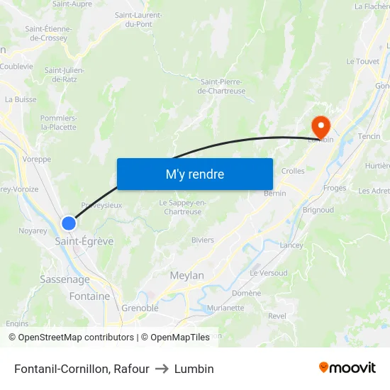 Fontanil-Cornillon, Rafour to Lumbin map