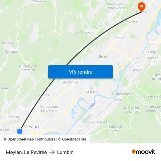 Meylan, La Revirée to Lumbin map