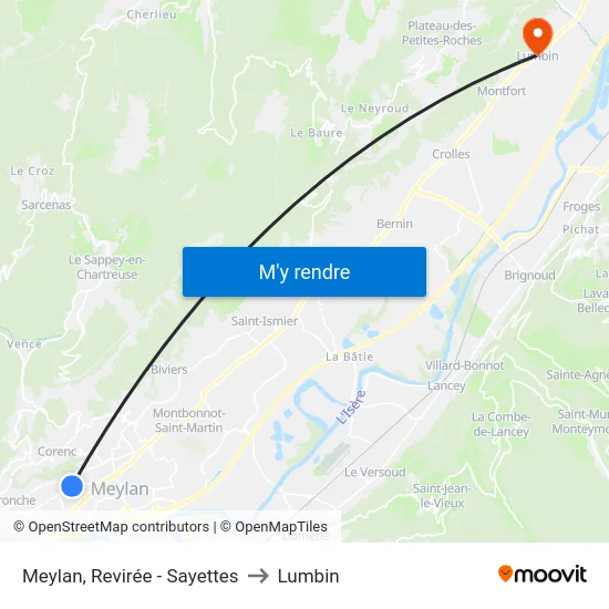 Meylan, Revirée - Sayettes to Lumbin map