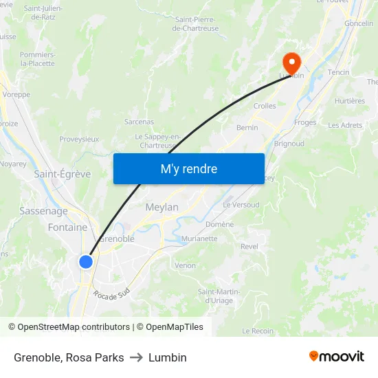 Grenoble, Rosa Parks to Lumbin map