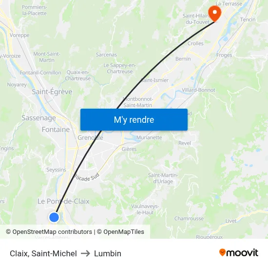 Claix, Saint-Michel to Lumbin map
