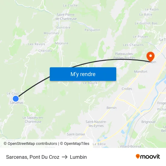 Sarcenas, Pont Du Croz to Lumbin map
