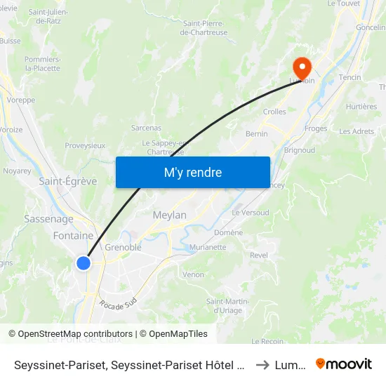 Seyssinet-Pariset, Seyssinet-Pariset Hôtel De Ville to Lumbin map