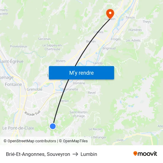 Brié-Et-Angonnes, Souveyron to Lumbin map