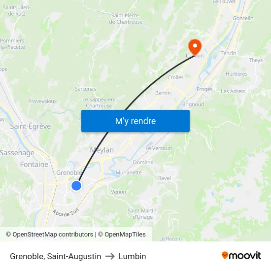 Grenoble, Saint-Augustin to Lumbin map