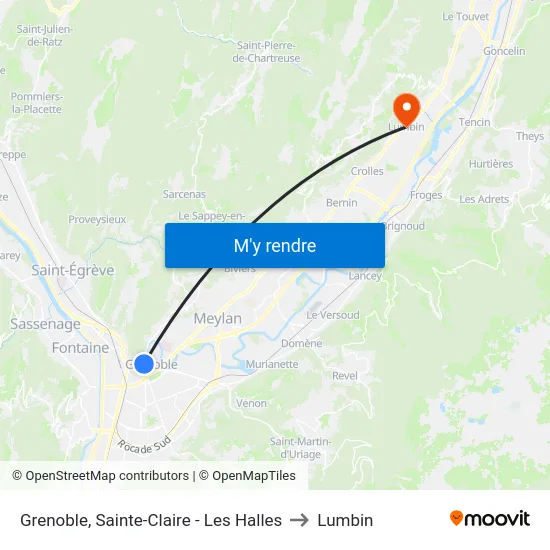 Grenoble, Sainte-Claire - Les Halles to Lumbin map