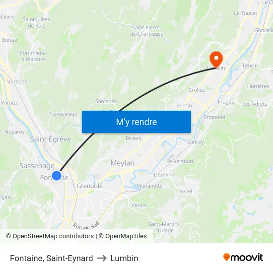 Fontaine, Saint-Eynard to Lumbin map