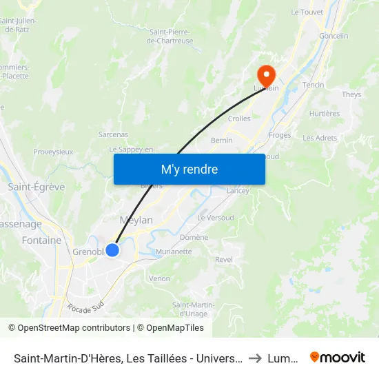 Saint-Martin-D'Hères, Les Taillées - Universités to Lumbin map