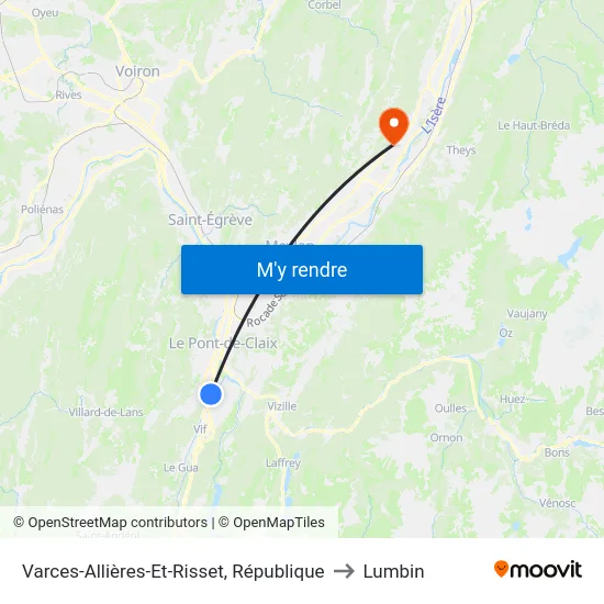 Varces-Allières-Et-Risset, République to Lumbin map
