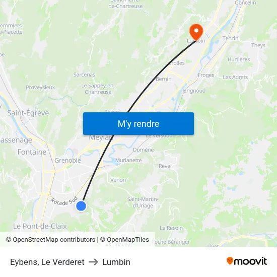 Eybens, Le Verderet to Lumbin map