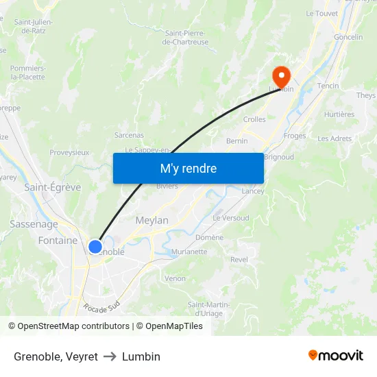 Grenoble, Veyret to Lumbin map