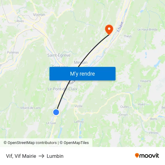 Vif, Vif Mairie to Lumbin map