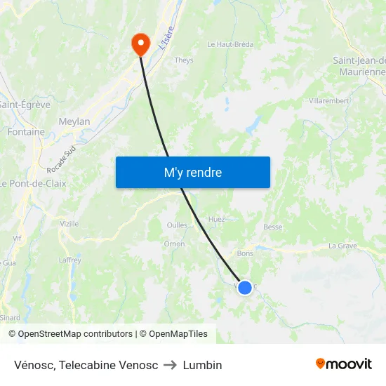Vénosc, Telecabine Venosc to Lumbin map