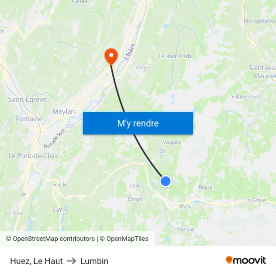 Huez, Le Haut to Lumbin map