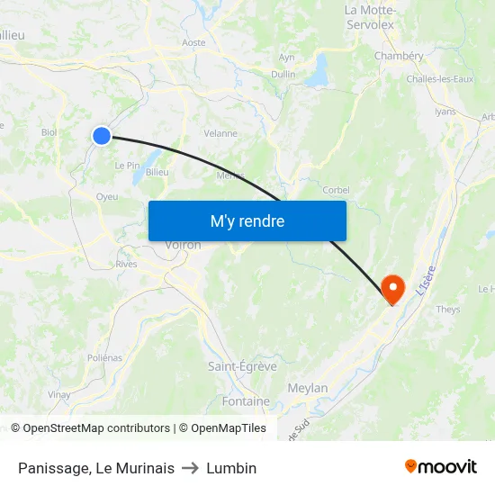 Panissage, Le Murinais to Lumbin map