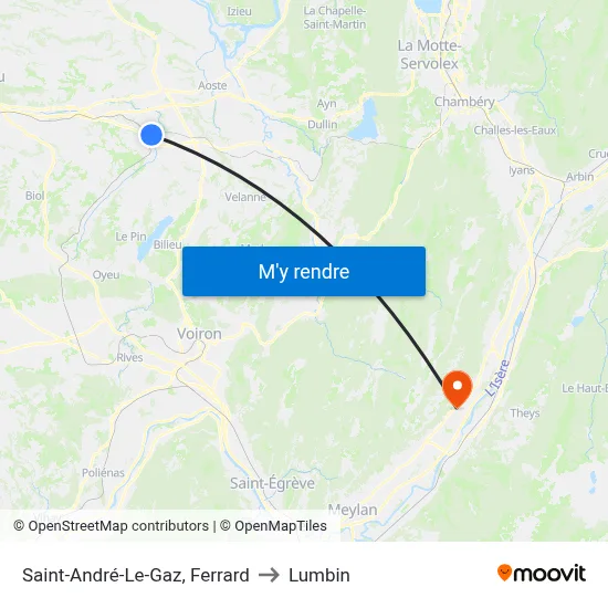 Saint-André-Le-Gaz, Ferrard to Lumbin map