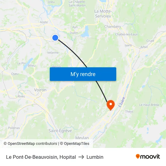 Le Pont-De-Beauvoisin, Hopital to Lumbin map
