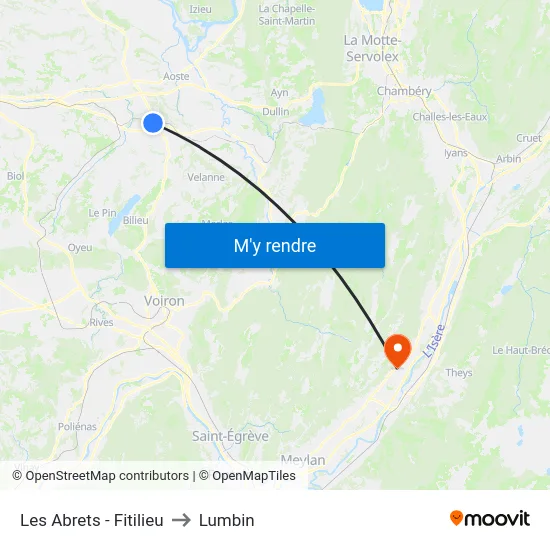 Les Abrets - Fitilieu to Lumbin map