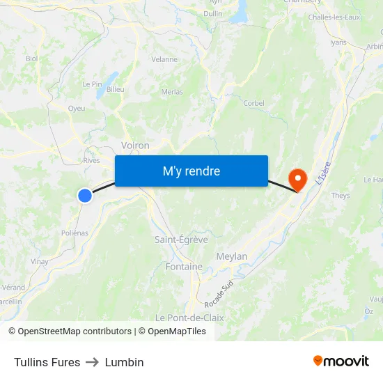 Tullins Fures to Lumbin map