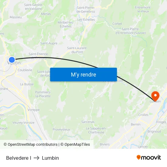 Belvedere I to Lumbin map