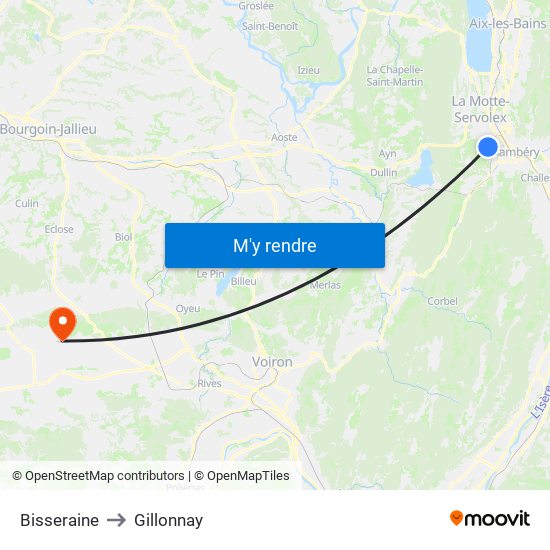 Bisseraine to Gillonnay map