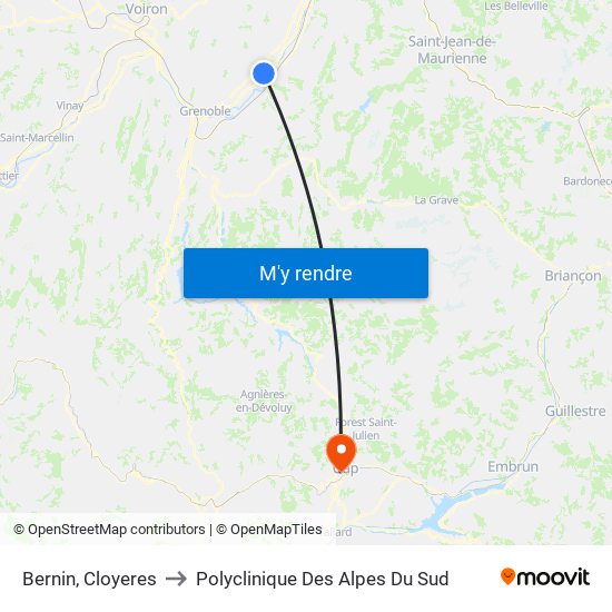 Bernin, Cloyeres to Polyclinique Des Alpes Du Sud map