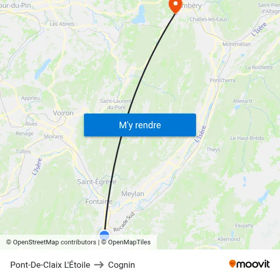 Pont-De-Claix L'Étoile to Cognin map