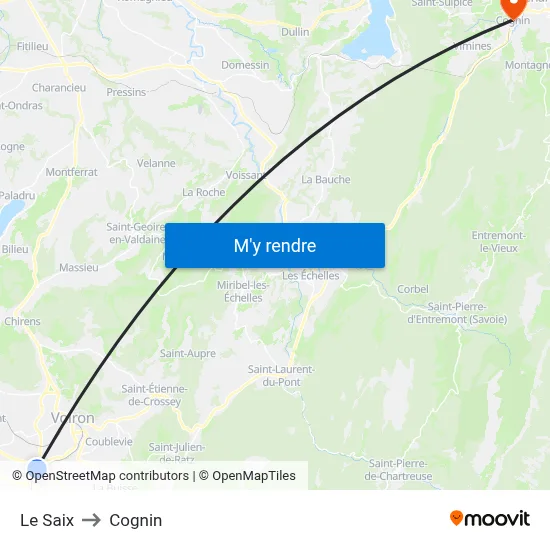 Le Saix to Cognin map