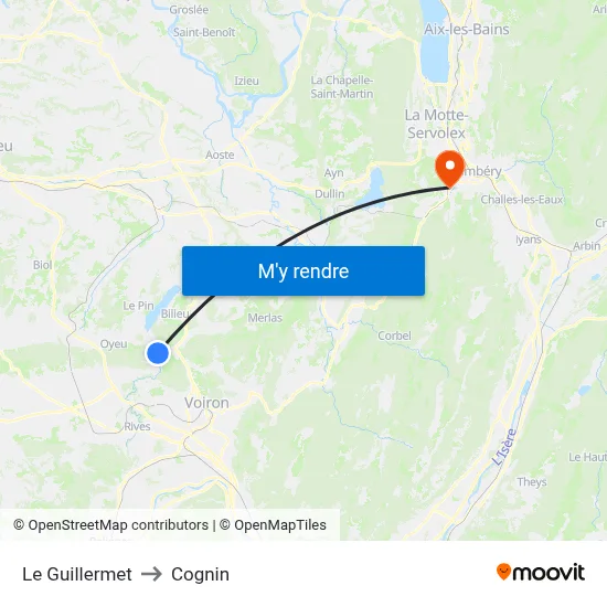 Le Guillermet to Cognin map