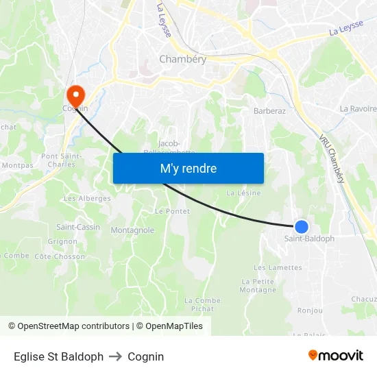 Eglise St Baldoph to Cognin map