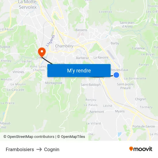 Framboisiers to Cognin map