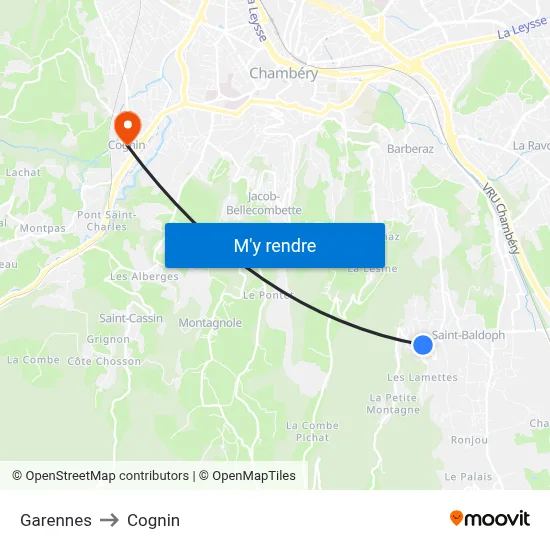 Garennes to Cognin map