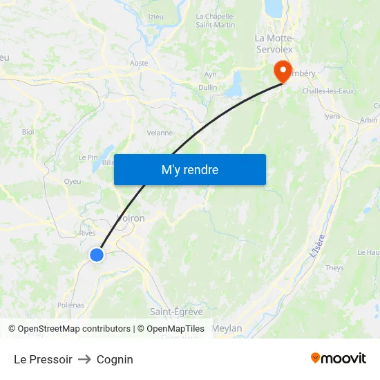 Le Pressoir to Cognin map