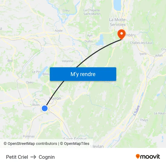 Petit Criel to Cognin map
