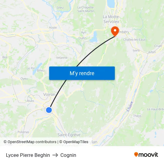 Lycee Pierre Beghin to Cognin map