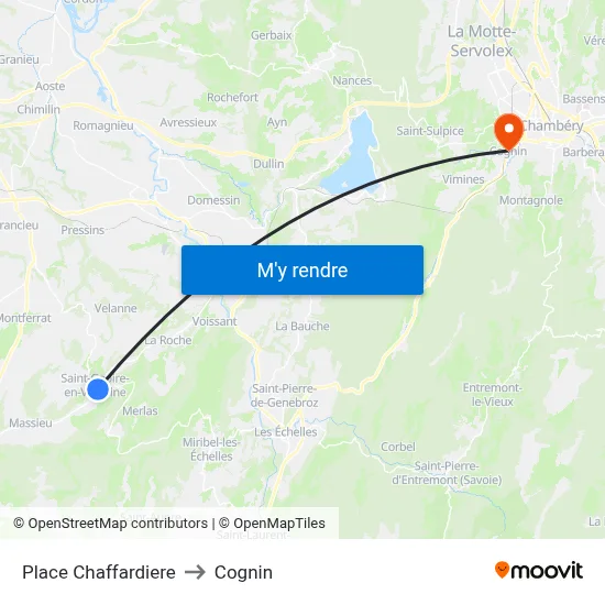 Place Chaffardiere to Cognin map