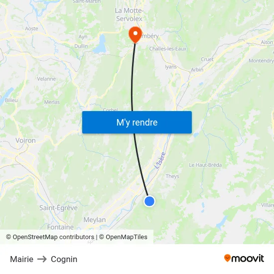 Mairie to Cognin map