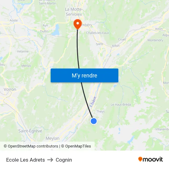 Ecole Les Adrets to Cognin map