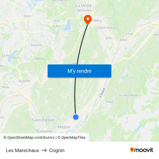 Les Marechaux to Cognin map