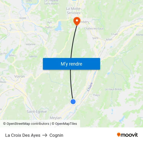 La Croix Des Ayes to Cognin map