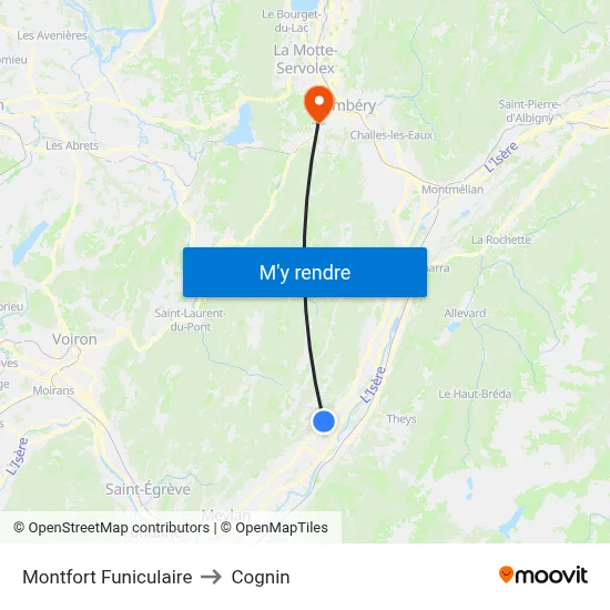 Montfort Funiculaire to Cognin map