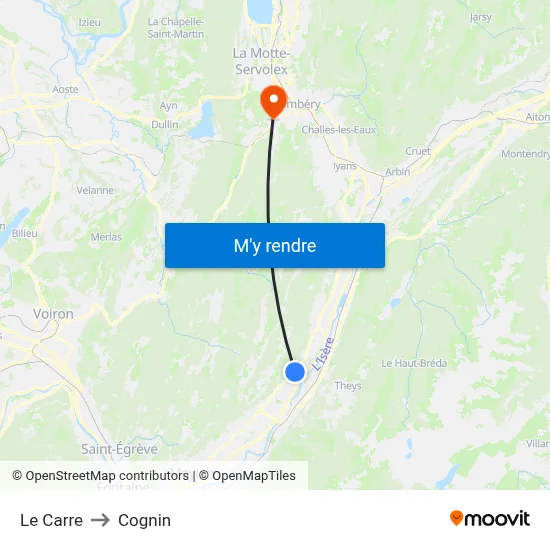 Le Carre to Cognin map