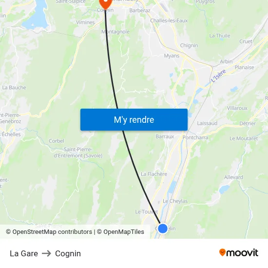 La Gare to Cognin map