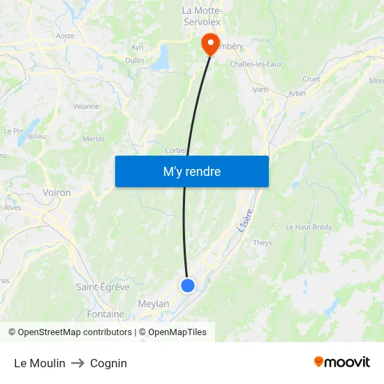 Le Moulin to Cognin map