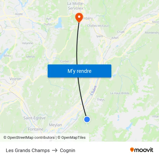 Les Grands Champs to Cognin map