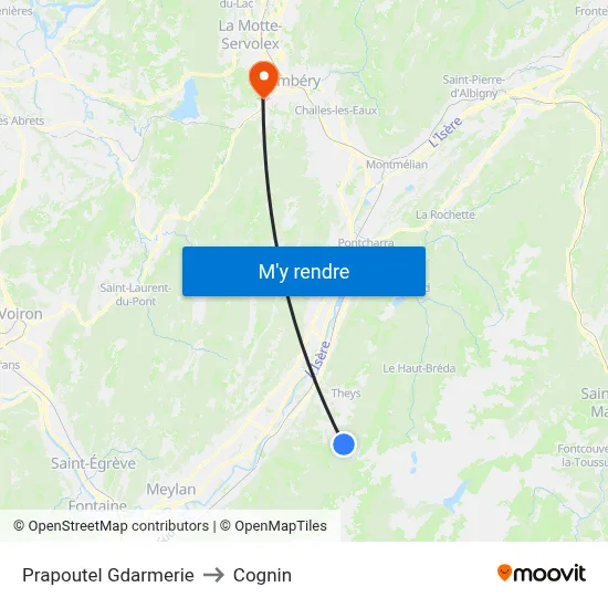 Prapoutel Gdarmerie to Cognin map