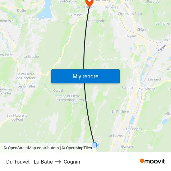 Du Touvet - La Batie to Cognin map
