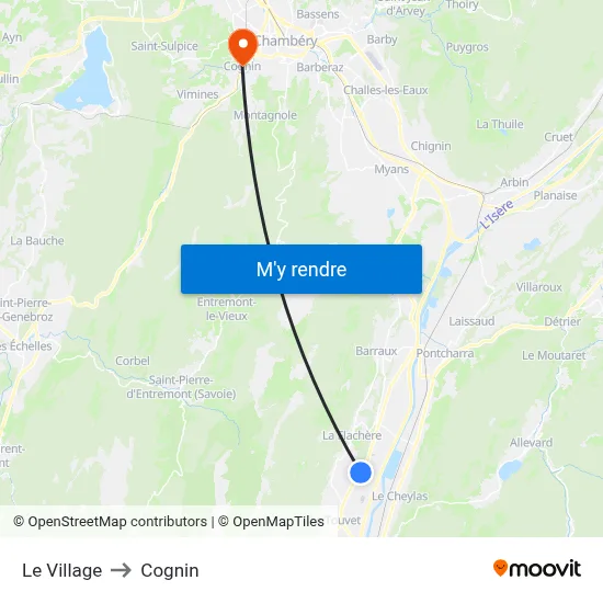 Le Village to Cognin map